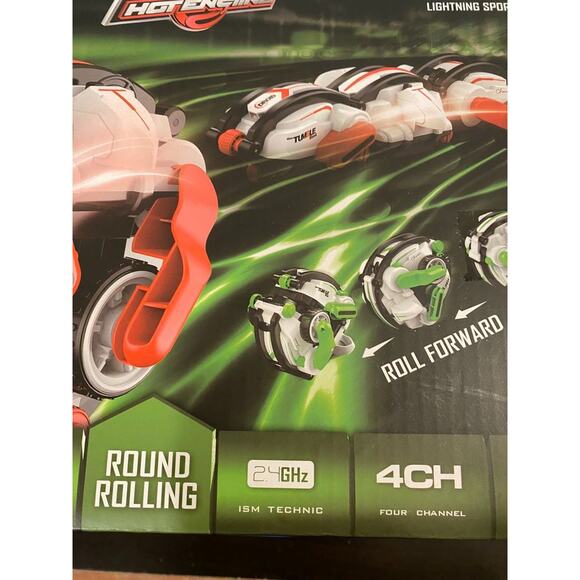 White/Red Trim Remote Control Round Rolling Stunt Car, HGT Engine NEW - Picture 3 of 9
